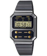 Casio, Men's Watch Vintage Collection Digital ,Black Dial Grey Stainless Steel Band, A100WEGG-1A2DF